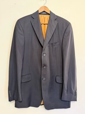 Arnold Brant Dark Navy 100% Laine Wool Blazer Sport Coat Jacket 41 R